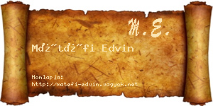 Mátéfi Edvin névjegykártya